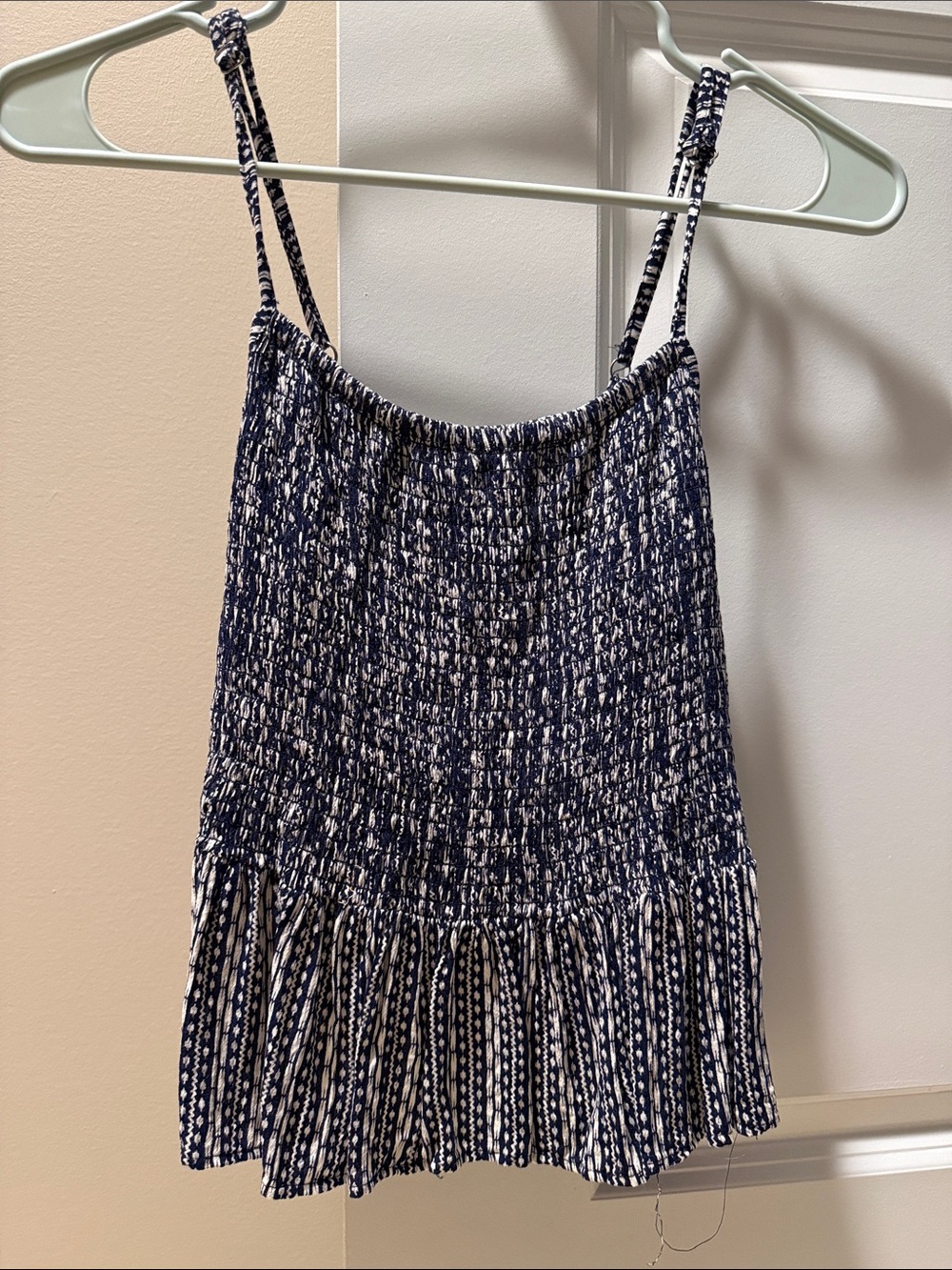 Navy/white womens crop top